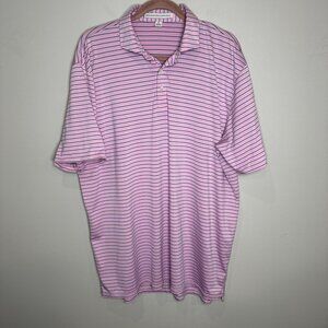 Holderness & Bourne Polo Shirt Mens XLPink Blue Striped Sutton Collins Golf
